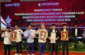 Hasil Pengundian Nomor Urut Paslon Walikota dan Wakil Walikota di Pilkada Banjarmasin 2024