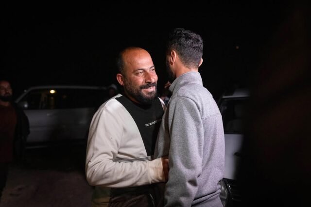 Tonight- Oscar wining filmmaker Hamdan Ballal, is welcomed by friends and family folk his release from