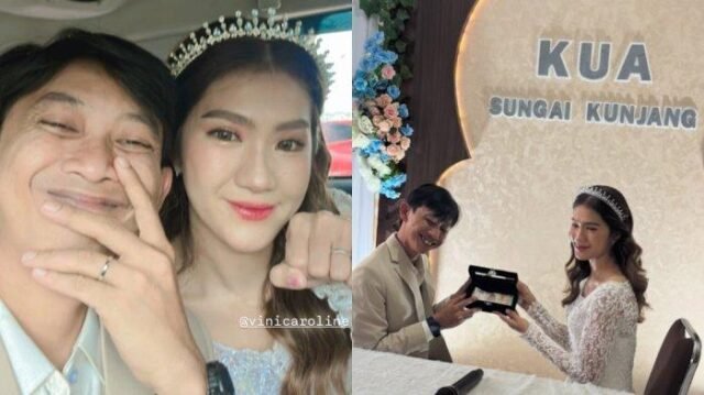 Kolase foto Yono Bakrie dan Vini Caroline resmi menikah pada 16 Juni 2025 di Samarinda. Pernikahan mereka berlangsung secara sederhana di KUA.