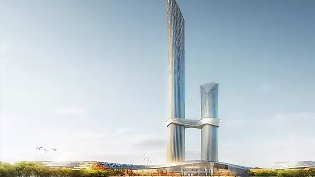 Menara BUMN IKN dibangun tingginya hampir menyamai Burj Khalifa di Dubai, yaitu bisa mencapai 778 meter dengan anggaran biaya Rp3,5 triliun. (aliendc.com)