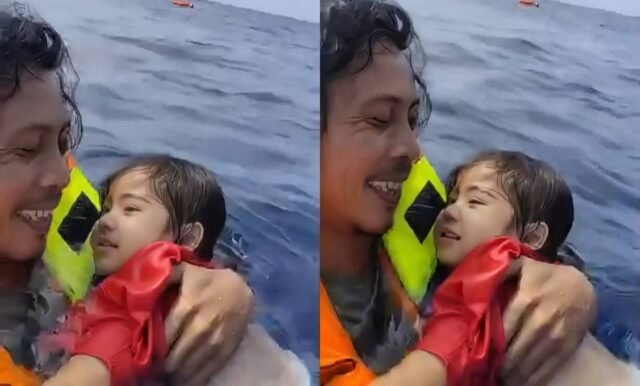 Abdul Rahman Agu, salah satu penumpang kapal yang viral setelah videonya tersebar luas di media sosial saat menolong anak hingga selamat, Minggu 20 Juli 2025 | Dok. Tangkapan Layar Video.