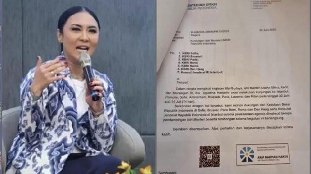 Sosok Agustina Hastarini (foto kiri), Surat Kementerian UMKM kepada KBRI di eropa untuk meminta fasilitas kepada istri dari Menteri UMKM Maman Abdurrahman, Agustina Hastarini viral di media sosial. (Dok IG Agustina/media sosial X)