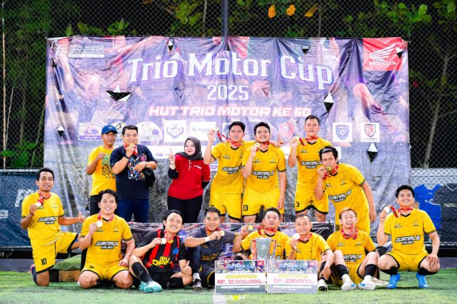 Tim Jurnalis Kalsel FC berhasil menjuarai turnamen mini soccer Trio Motor Cup 2025. Foto: dok. Jurnalis Kalsel Tim Jurnalis Kalsel FC berhasil menjuarai turnamen mini soccer Trio Motor Cup 2025. Foto: dok. Jurnalis Kalsel