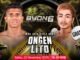 Lito ‘The Brave Heart’ Badenas Taklukkan Ongen Saknosiwi via KO di BYON Combat Showbiz Vol. 6 BYON Combat Showbiz Vol. 6 mempertemukan Ongen Saknosiwi (Indonesia) dan Lito Badenas (Filipina). Foto Dok Byon
