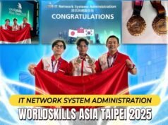 Mahasiswa UNIKOM, Rash Asyari Amyris Thalib Raih Emas IT Network Systems Administration di WorldSkills Asia 2025 Taipei Mahasiswa Indonesia Rash Asyari Amyris Thalib meraih medali emas untuk bidang IT Network Systems ajang WorldSkills Asia Taipei 2025.