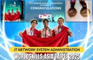 Mahasiswa UNIKOM, Rash Asyari Amyris Thalib Raih Emas IT Network Systems Administration di WorldSkills Asia 2025 Taipei Mahasiswa Indonesia Rash Asyari Amyris Thalib meraih medali emas untuk bidang IT Network Systems ajang WorldSkills Asia Taipei 2025.