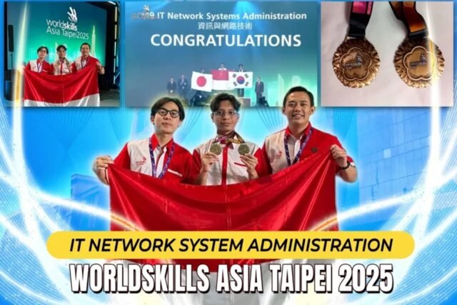 Mahasiswa Indonesia Rash Asyari Amyris Thalib meraih medali emas untuk bidang IT Network Systems ajang WorldSkills Asia Taipei 2025.