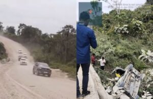 Viral Video Mobil Rombongan Gubernur Kaltim Masuk Jurang di Jembatan HTI KM 36 Kondisi mobil yang ditumpang Biro Adbang terguling dalam parit besar di Tuana Tuha di sela rombongan kunjungan kerja Gubernur Kaltim 6-8 Januari 2026. (istimewa)