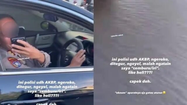 Tangkapan layar polisi di Banjarmasin berpangkat AKBP yang tepergok menyetir sambil merokok dan tak pakai sabuk pengamanan. Humas Polda Kalsel mengaku telah menindaklanjuti.