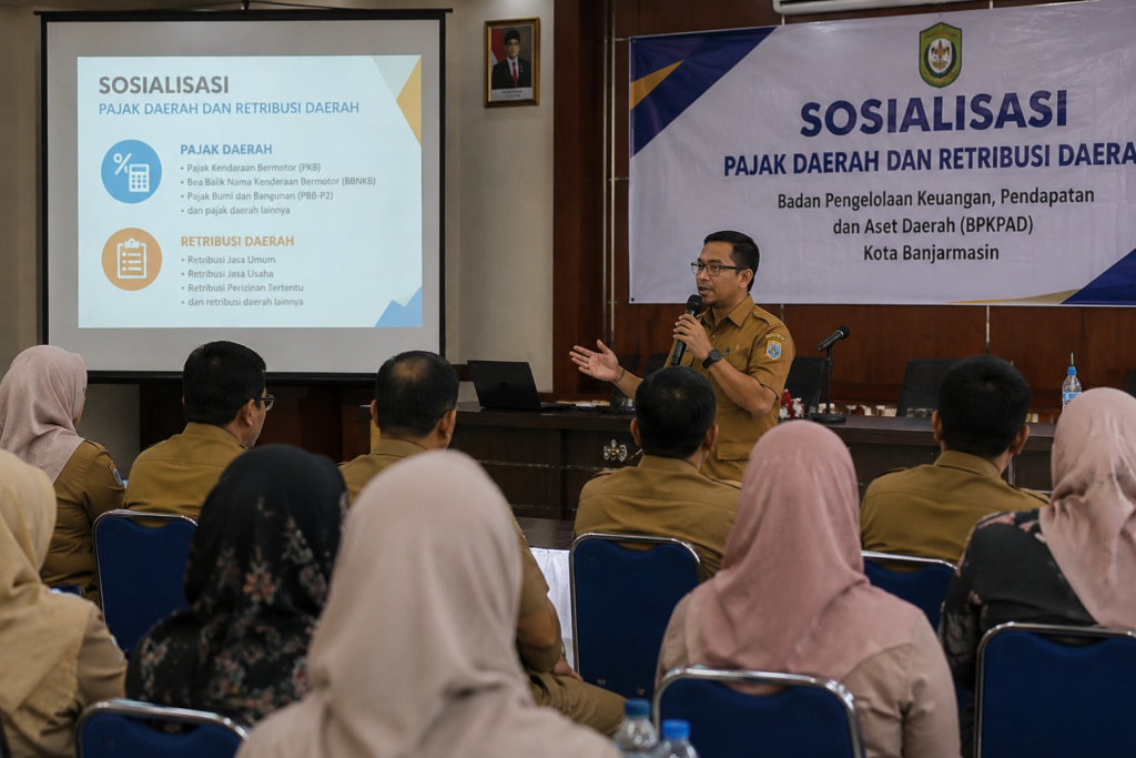 BPKPAD Lakukan Sosialisasi Selama Tiga Bulan. Foto prompt chatgpt