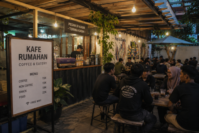 Pemko Banjarmasin Bidik Kafe Rumahan Jadi Wajib Pajak, Pelaku Usaha Khawatir Harga Nongkrong Naik. Foto prompt chatgpt