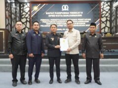 Yamin Minta SKPD Matangkan Perencanaan Program, Maksimalkan Serapan Anggaran APBD Banjarmasin Penandatanganan persetujuan bersama Raperda Pertanggungjawaban Pelaksanaan APBD Tahun Anggaran 2025 menjadi simbol sinergi antara Pemkot Banjarmasin dan DPRD. Foto Dok Istimewa