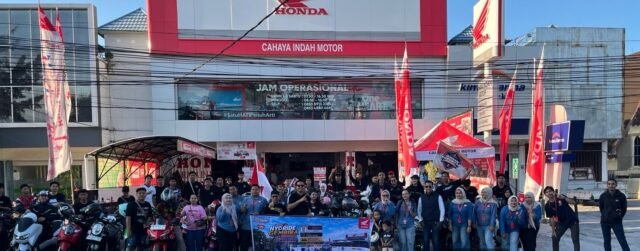 Komunitas Honda mengikuti kegiatan Nyoride Gembira Bareng Komunitas & Jasa Raharja yang digelar Dealer Honda Cahaya Indah Motor di Palangka Raya. Foto Dok Istimewa