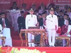 HUT ke-81 RI di Banjarmasin Khidmat, Wali Kota Tekankan Perjuangan untuk Kesejahteraan Rakyat Wali Kota Banjarmasin H. M. Yamin HR menjadi Inspektur Upacara peringatan HUT ke-81 Kemerdekaan RI di Halaman Balai Kota Banjarmasin. Foto Dok Istimewa