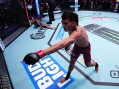 Dana White Tak Sabar Saksikan Debut Bilal Hasan di UFC: Selamat Datang! Petarung asal Amerika Serikat berdarah Indonesia Bilal Hasan (kanan) merayakan kemenangannya atas wakil India Mridul Saikia pada laga kelas terbang (flyweight) Dana White's Contender Series (DWCS) Season 10 di Meta APEX, Las Vegas, Nevada, Amerika Serikat, Selasa (11/8/2026) waktu setempat. (UFC)