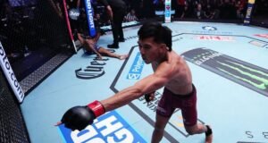 Dana White Tak Sabar Saksikan Debut Bilal Hasan di UFC: Selamat Datang! Petarung asal Amerika Serikat berdarah Indonesia Bilal Hasan (kanan) merayakan kemenangannya atas wakil India Mridul Saikia pada laga kelas terbang (flyweight) Dana White's Contender Series (DWCS) Season 10 di Meta APEX, Las Vegas, Nevada, Amerika Serikat, Selasa (11/8/2026) waktu setempat. (UFC)