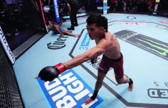 Dana White Tak Sabar Saksikan Debut Bilal Hasan di UFC: Selamat Datang! Petarung asal Amerika Serikat berdarah Indonesia Bilal Hasan (kanan) merayakan kemenangannya atas wakil India Mridul Saikia pada laga kelas terbang (flyweight) Dana White's Contender Series (DWCS) Season 10 di Meta APEX, Las Vegas, Nevada, Amerika Serikat, Selasa (11/8/2026) waktu setempat. (UFC)