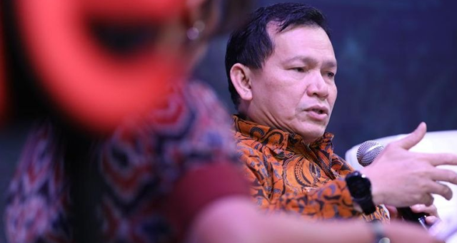 Deputi Bidang ESDM, Kemenko Perekonomian RI, Elen Setiadi saat menyampaikan pemaparan dalam Mindialogue dengan tema “Komoditas untuk Negeri: Strategi Penguatan Cadangan Mineral untuk Stabilitas dan Kedaulatan Ekonomi RI” di Jakarta, Rabu (12/8/2026). (CNBC Indonesia/Tri Susilo)