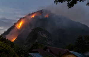 Karhutla Gunung Batu Laki HSS Sulit Dipadamkan, Medan Pegunungan Jadi Kendala Kobaran Api Melalap Kawasan Pegunungan Batu Laki, Hulu Sungai Selatan. Foto Tangkapan Layar