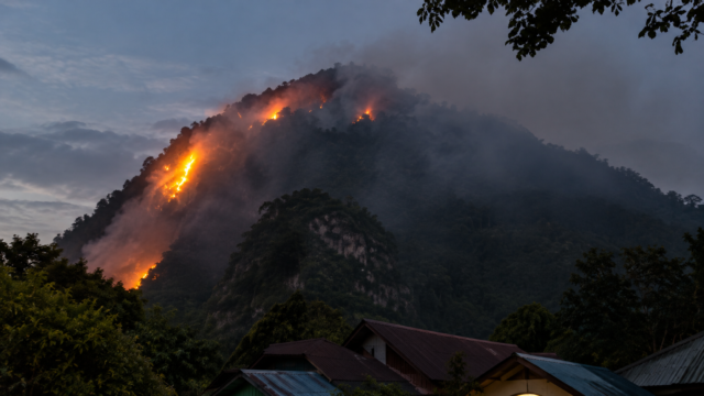 Kobaran Api Melalap Kawasan Pegunungan Batu Laki, Hulu Sungai Selatan. Foto Tangkapan Layar Kobaran Api Melalap Kawasan Pegunungan Batu Laki, Hulu Sungai Selatan. Foto Tangkapan Layar