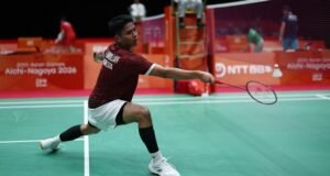 Indonesia Raih Emas Pertama Asian Games 2026, Badminton Beregu Putra Taklukkan China 3-2 Moh Zaki Ubaidillah alias Ubed antar Indonesia meraih medali emas pertama Asian Games 2026. (REUTERS/Eloisa Lopez)