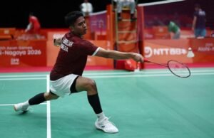 Indonesia Raih Emas Pertama Asian Games 2026, Badminton Beregu Putra Taklukkan China 3-2 Moh Zaki Ubaidillah alias Ubed antar Indonesia meraih medali emas pertama Asian Games 2026. (REUTERS/Eloisa Lopez)